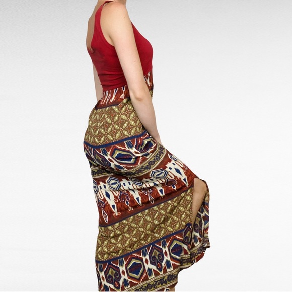 VINTAGE | 1980’s Tribal Multicolored African Dress With High Slits - Picture 3 of 8